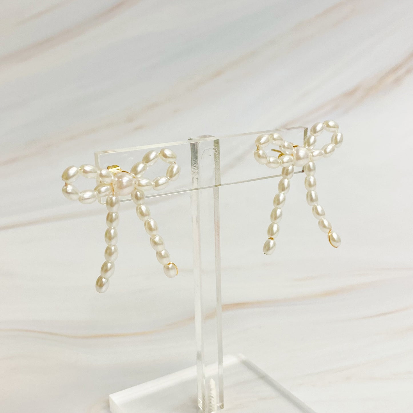 Pearl Bow Ballerina Earrings (US and Canada Shipping)