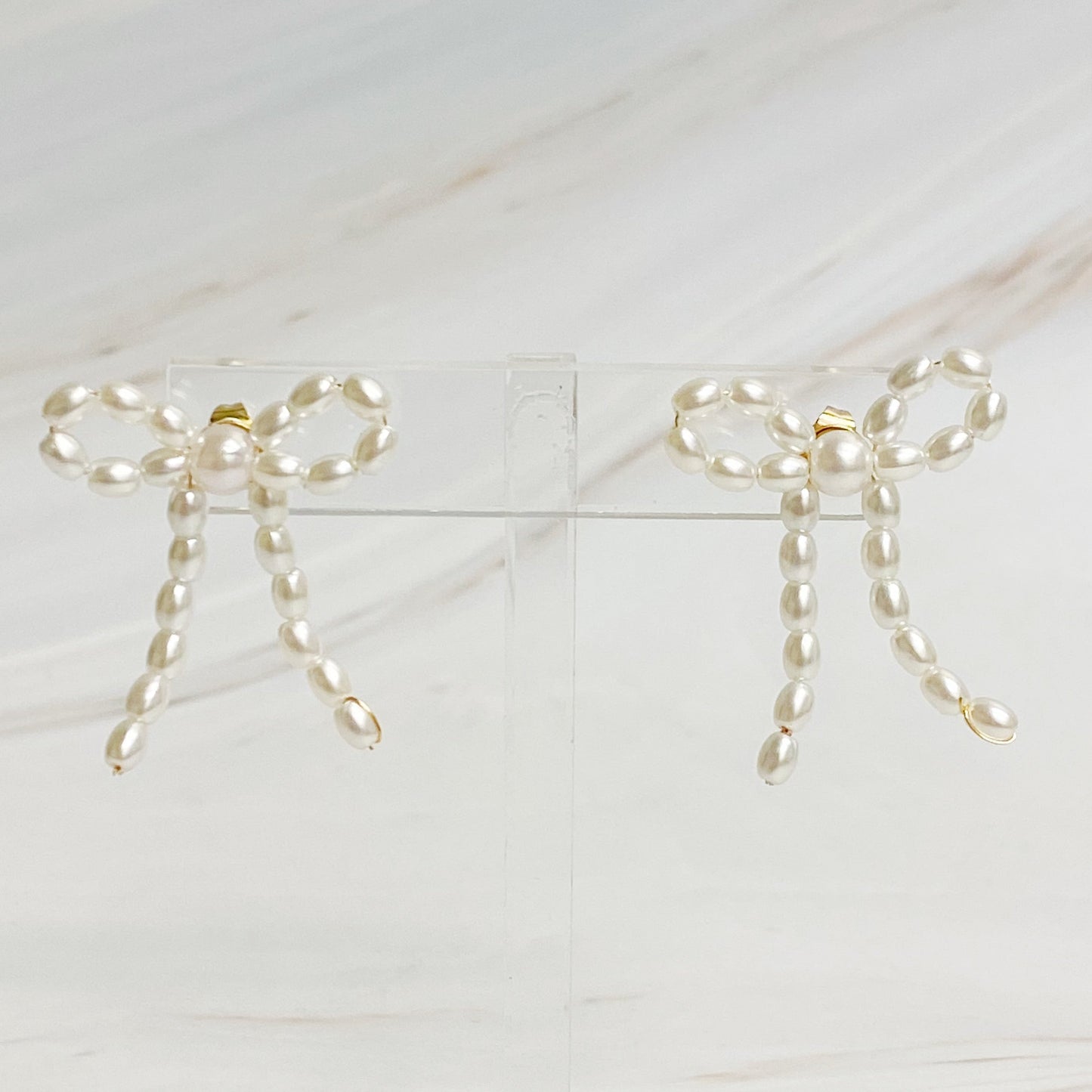 Pearl Bow Ballerina Earrings (US and Canada Shipping)