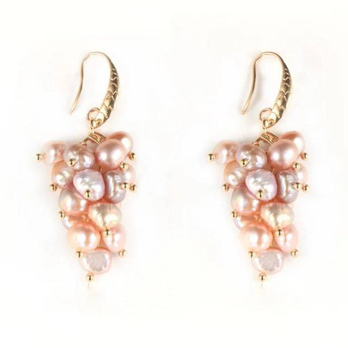 Genuine Freshwater Pearl Designer Cluster Dangle Drop Earrings