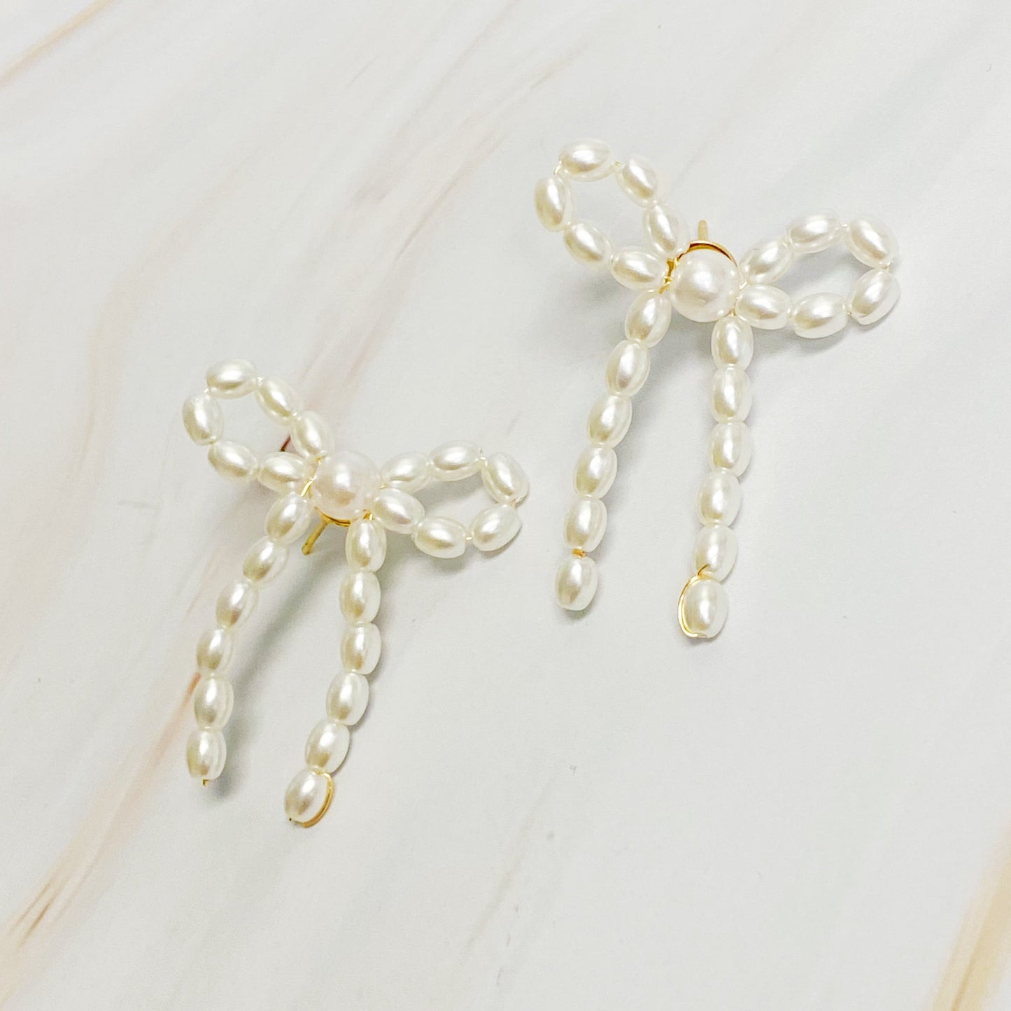 Pearl Bow Ballerina Earrings (US and Canada Shipping)
