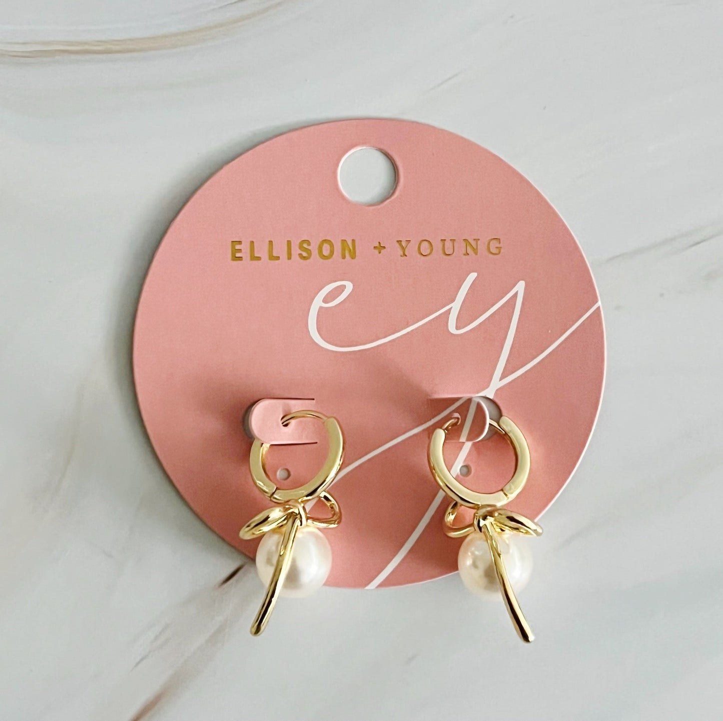 Bowed With Pearl Drop Earrings (US and Canada shipping Only)