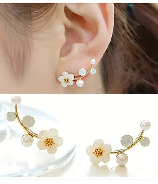 RESIN FLOWER AND PEARL EARRING (US Shipping Only)