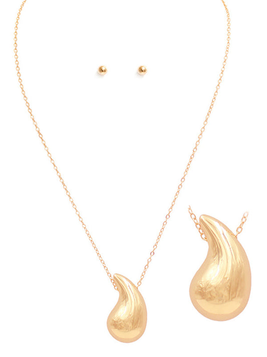 PUFFY TEARDROP PENDANT NECKLACE SET (US Shipping only)