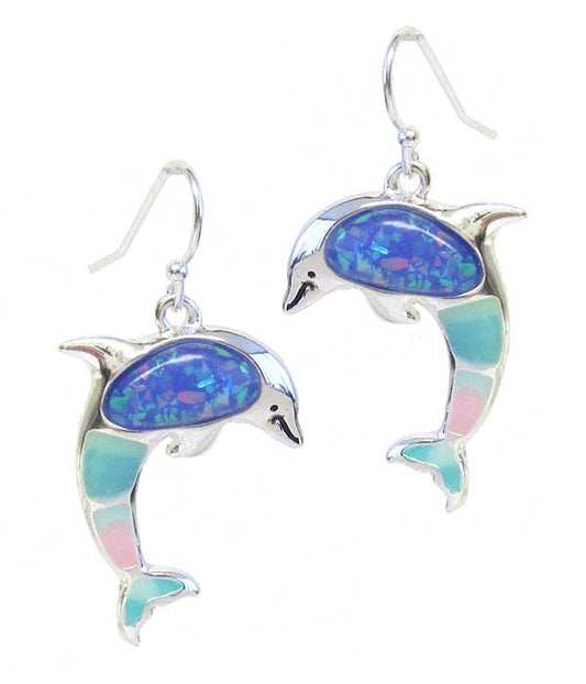 SEALIFE THEME MIX OPAL EARRING - DOLPHIN (US Shipping Only)