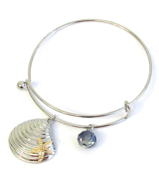 SEALIFE THEME WIRE BANGLE BRACELET - SHELL (US Shipping Only)