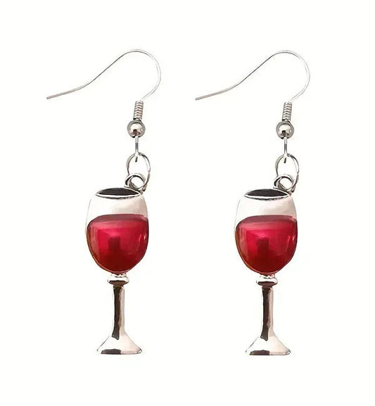 Red Wine Glass Dangle Earrings (US Shipping only)