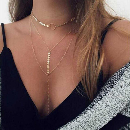 Three Layer Lariat Choker Necklace (US shipping Only)